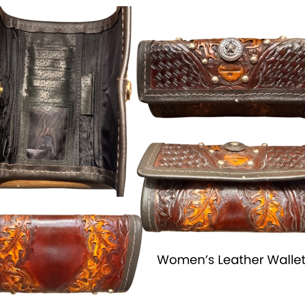 Source Unknown Elegant Brown and Orange Leather Wallet